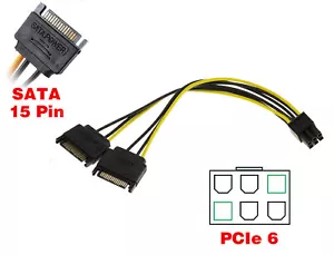 Adapter Cord Pcie 6 Dots Male for Graphic Card For 2 SATA 15 Dots - Picture 1 of 1