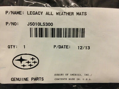 Alfombrillas de goma para todo tipo de clima Subaru Legacy Outback 03-06 Baja 2000-2004 nuevas OEM Foto 1 de 2