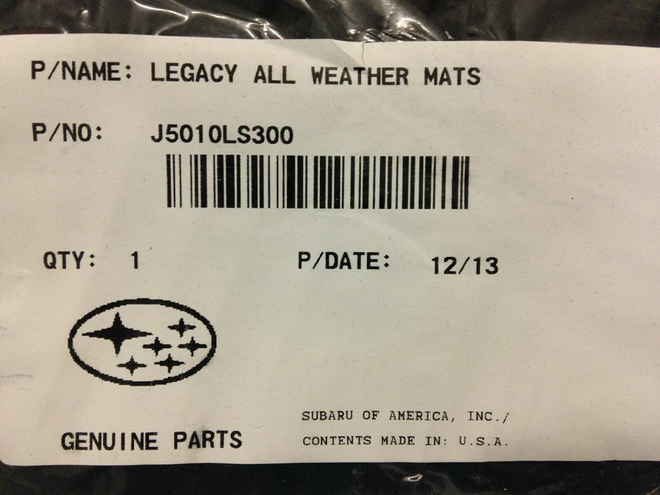 2003 - 2006 Subaru Baja All Weather Rubber Floor Mats Black Genuine OEM 4pcs