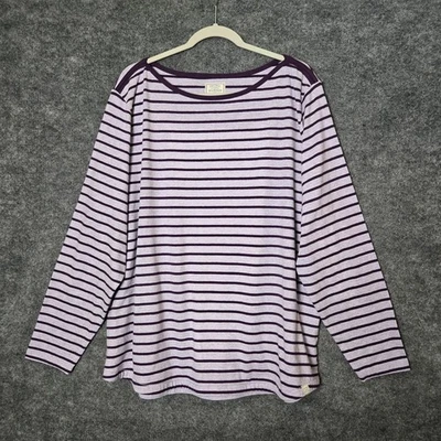 Fat Face T Shirt Womens 20 Purple Stripe Medium Weight Organic Cotton Beach New - Image 1 of 4