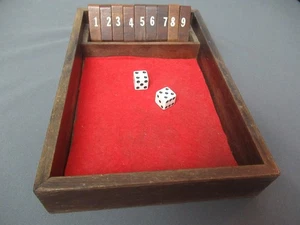 Shut the Box Vintage Game w/ Dice - Played in English Pubs - Wooden - h5 RB/VH - Picture 1 of 9