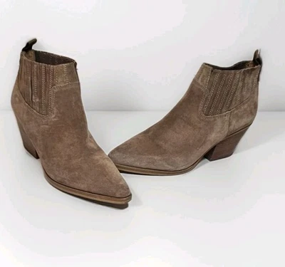 Franco Sarto Mujer Suave Gamuza Botín Talla 9.5 Marrón Vaquera Chick Western  Foto 1 de 4