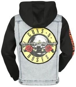 Chaqueta vaquera Guns N' Roses GNR Jean con capucha Rock Metal grande rara barra - Imagen 1 de 7