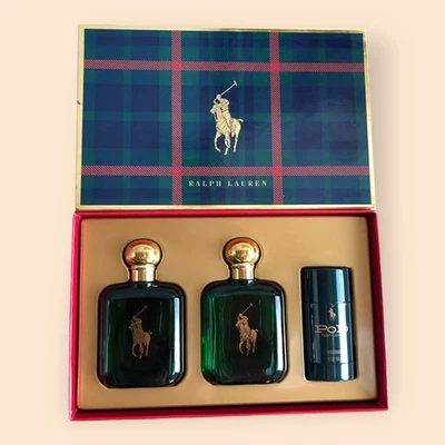 Ralph Lauren Polo Green Eau De Toilette Plaid Gift Set Vintage Deadstock NEW USA - Image 1 of 4