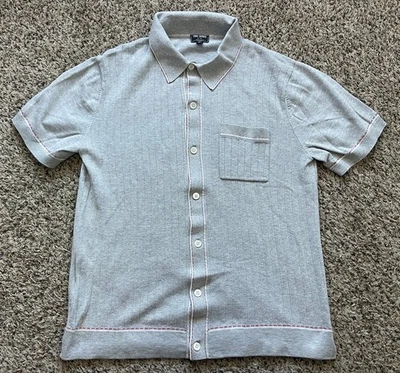 Camisa masculina Todd Snyder média cinza seda algodão manga curta - Imagem 1 de 4