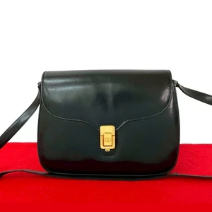 GUCCI GG Logo Metal Shoulder Bag Calfskin leather black c58-4 - Picture 1 of 10