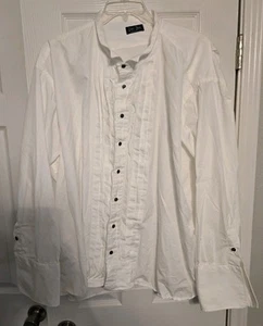 Vintage Gitman Bros Tuxedo Shirt Mens 22 35 White Formal Dress French Cuffs USA - Picture 1 of 11