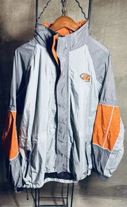 Harley Davidson Vintage Grey Orange Windbreaker Jacket Men L Reflective Hood - Picture 1 of 9