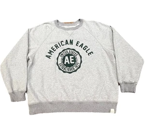 Felpa donna American Eagle grigio verde velluto logo taglia large usata in ottime condizioni - Foto 1 di 11