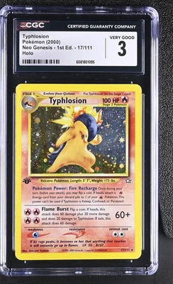 CGC 3 Typhlosion 2000 Neo Genesis 1st Edition 17/111 Holo Pokemon Card - Image 1 of 2