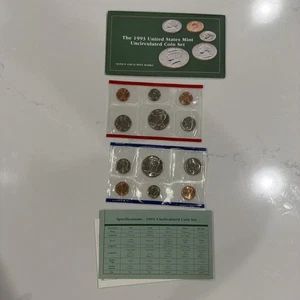 1993 Uncirculated Coin Set U.S Mint Denver Philadelphia - Picture 1 of 2