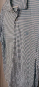 Brooks Brothers Blue White Stripe Button Front Collar S/S Pullover Shirt Mens XL - Picture 1 of 3