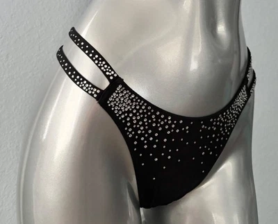 Victoria's Secret High Leg Thong Panty Nwt Black Shine Strap Very Sexy Cut Out - Image 1 of 4