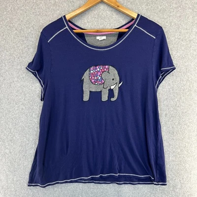 Layla темно-синий пижама верхний слон аппликация сна гостиной SS женщин размер большой - Изображение 1 из 4