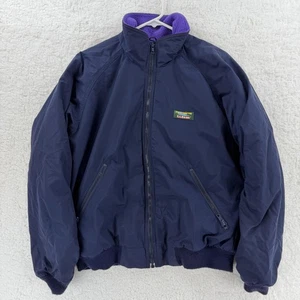 Vintage LL Bean Jacket Mens Medium Navy Purple Warm Up Fleece Lined Made USA 90s - Picture 1 of 7