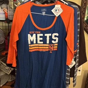 Camiseta para mujer New York Mets cuello redondo manga 3/4 M nueva con etiquetas - Imagen 1 de 4