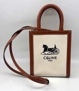 Authentic Celine Mini Vertical Hippo Handbag, Canvas & Leather - Imagen 1 de 14