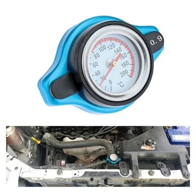 Car Aluminum 0.9BAR Thermost Radiator Cap Cover & Water Temperature Gauge Parts - Image 1 of 4
