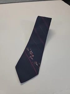 Corbata a Rayas Azul Marino con Motivo de Esquiador Elegante Ropa de Carrera Clásica - Imagen 1 de 7