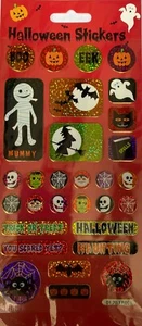 HALLOWEEN Red Sheet of Foiled Re-Usable Stickers - 30 stickers - Picture 1 of 1