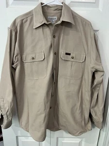 Carhartt Shacket Men's Work Shirt Heavy Duty Cotton Large Tan Canvas Excellent - Picture 1 of 2
