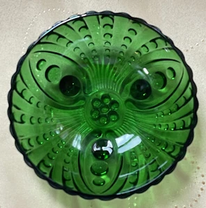 Vintage Anchor Hocking Waldgrün Maser 3 Fuß Dessertschalen 4,5" x 1 3/4" - Bild 1 von 2