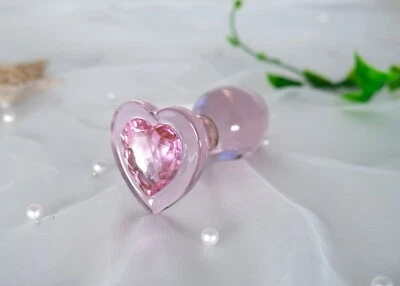 Consolador de corazón rosa de vidrio de lujo anal tapón trasero juguete sexual masajeador punto G mujeres hombres Foto 1 de 4