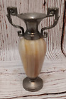 Vintage 5 Inch Metal And Onyx Marble Urn Style Vase