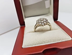 Silber Ring Cluster kreiert Diamant florales Design Luxusbox portofrei  - Bild 1 von 9