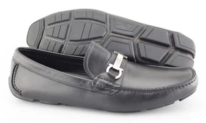 Men's SALVATORE FERRAGAMO 'Danubio' Black Leather Loafers Size US 10.5 - D - Picture 1 of 6