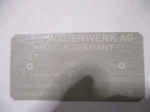 Nameplate sign for VW Posche 914 914/4 type 47 suitable year - Picture 1 of 1