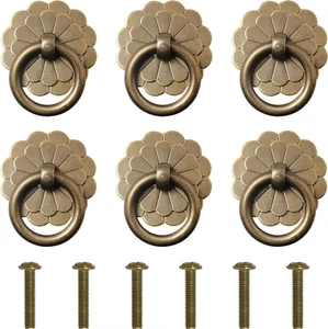 6PCS 2.5Cm Vintage Style Pull Ring Drawer Ring Pulls Vintage Decorative Handles  - Picture 1 of 12