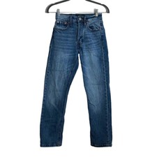 Aeropostale 90s Super High Rise Straight Leg Button Fly Denim Blue Jeans 000