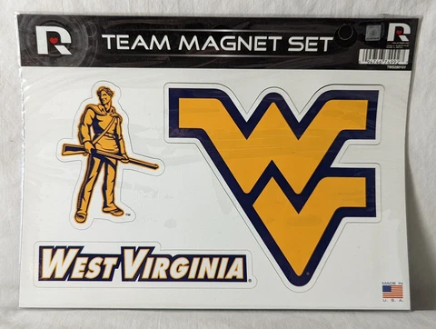 West Virginia University Mountaineers NCAA Team Magnet Set, Sheet 8” x 11” Cover
