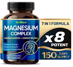 Magnesium Complex 8,600Mg - X8 Power with Ashwagandha + Ginkgo Biloba - Relax & - Picture 1 of 6