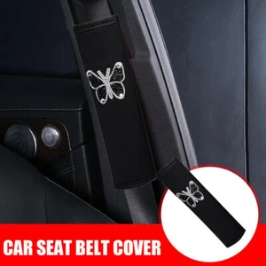 1x Butterfly Car Seat Safety Belt Shoulder Pad Strap Cover Car Accessories Black - Picture 1 of 12