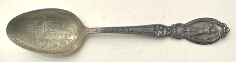 Antique Whittier College CA California Sterling Silver Souvenir Spoon Cover