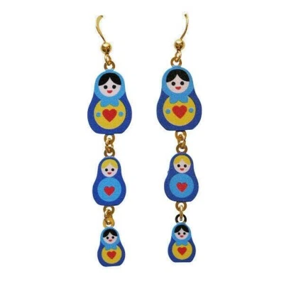 Pendientes perforados de tres niveles para muñecas rusas de anidación Sienna Sky Matryoshka Foto 1 de 3