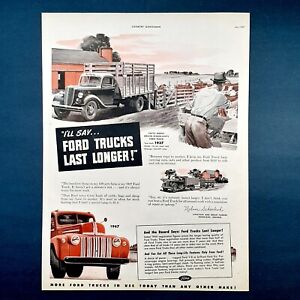 Ford farm truck ad vintage 1947 original advertisement