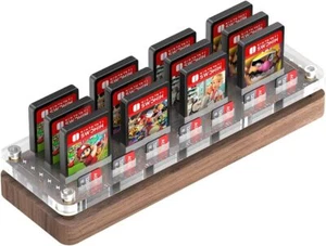 Aufbewahrungsbox für Spielkassette aus Holz für Nintendo Switch (Nussbaumholz + Acryl) - Bild 1 von 6