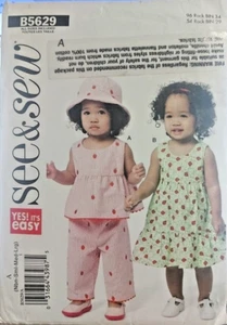 Butteric Sewing Pattern 5629 Babies Toddlers Nb - Lrg Easy Dress Top Pants Hat - Picture 1 of 5