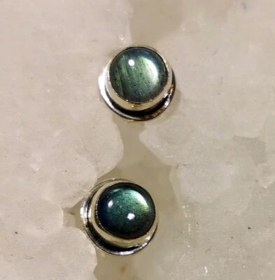 Ohrringe, Ohrstecker mit Labradorit, 925er Silber - - Bild 1 von 4