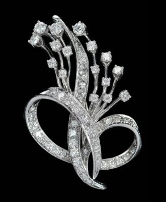 Trendy 5.68CT Round Cut Sapphire Wedding Brooch Pin For Woman In Pure 935 Silver - Image 1 of 4