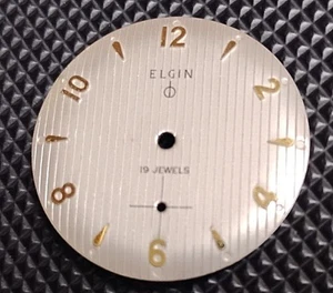 Elgin Watch Dial Pearl 19 Jewel 25.3mm Gold Markers NOS - Picture 1 of 2