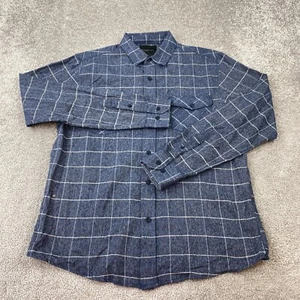 Coastal Knit Button-Up Shirt Men's Size Medium Blue Long Sleeve Check Cotton - Picture 1 of 8