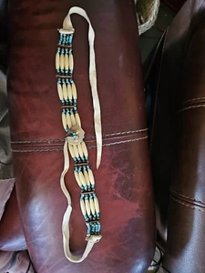 Vintage Native American Bone, Bead, Predator Claw, Leather Choker Necklace - Picture 1 of 2