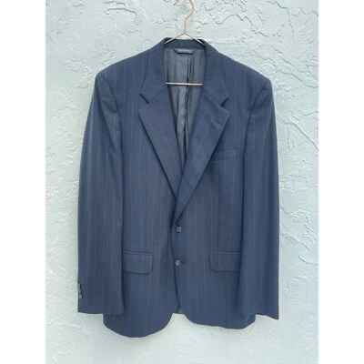 Blazer a rayas verticales de lana pura azul oscuro Burberrys para hombre talla grande a XL Foto 1 de 4