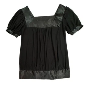 Creative Design Works Black Blouse W/ Satin Trim & Buttons Women Small Dressy - Picture 1 of 12
