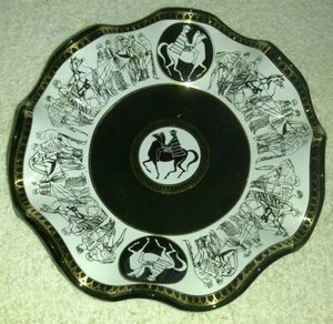 Vintage Greco-Roman Look Glass Nut Bowl Ashtray 24 karat gold paint - Picture 1 of 2