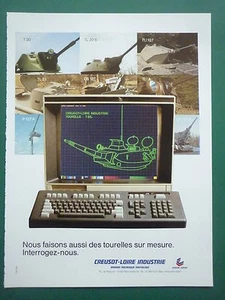12/1985 PUB CREUSOT LOIRE TOURELLES ENGINS BLINDES AMX VAB GIAT TANK PANZER AD - Picture 1 of 1
